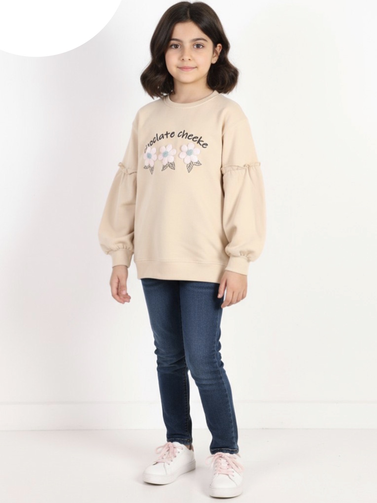 بلوز دخترانه گل برجسته نی نی مون ۲۳ مدل آستین بلند