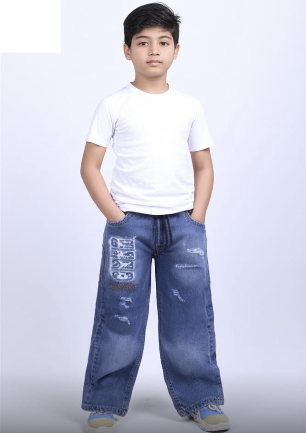 شلوار لی بگ گلدوزی