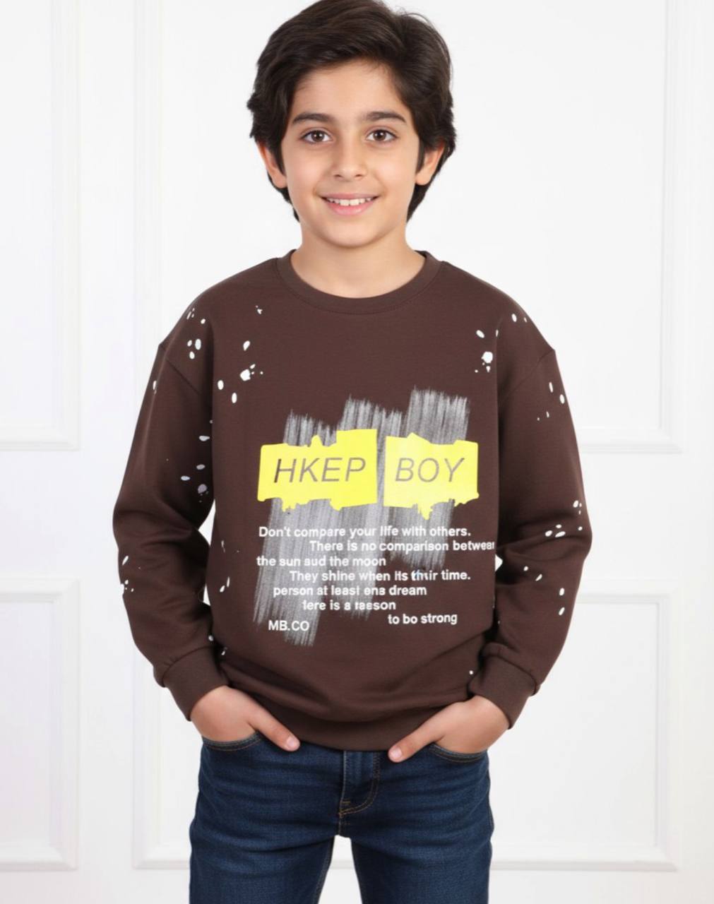 بلوز آستین بلند پسرانه دورس طرح HKP BOY – شیک، اسپرت و راحت